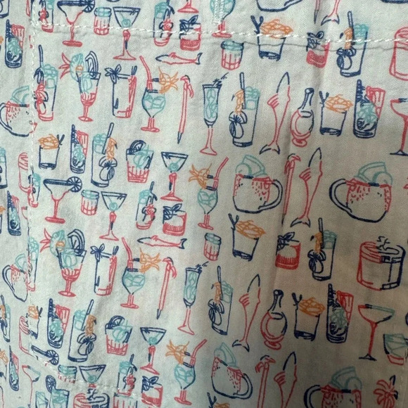 Tommy Bahama Men’s Button Up Shirt  White Nova Wave Cocktail Drinks Print XXL‎ - Picture 2 of 7